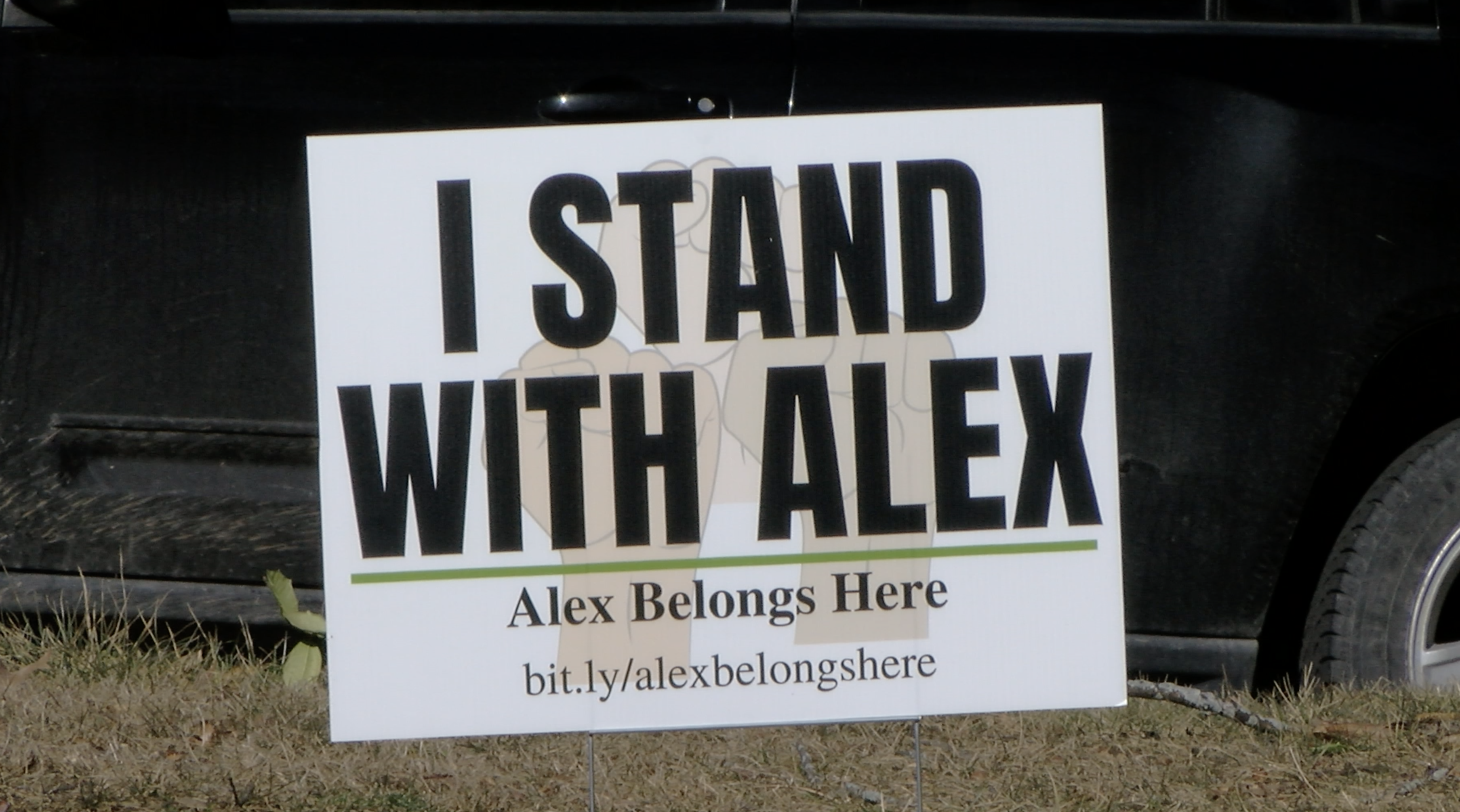 I stand with Alex sign.